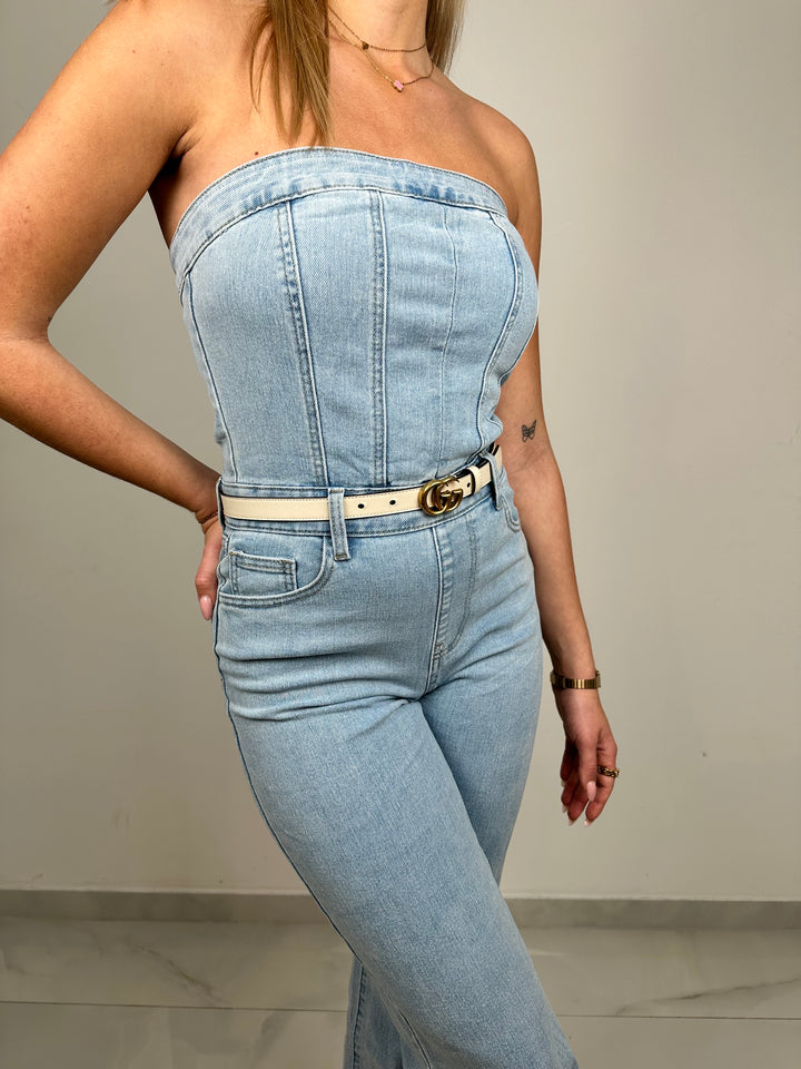 Langer Jeansjumpsuit