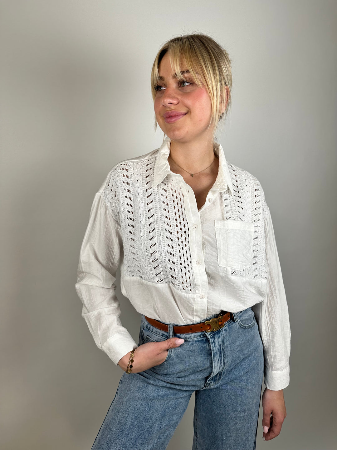 Oversize Bluse mit Häkeldetails Mirella