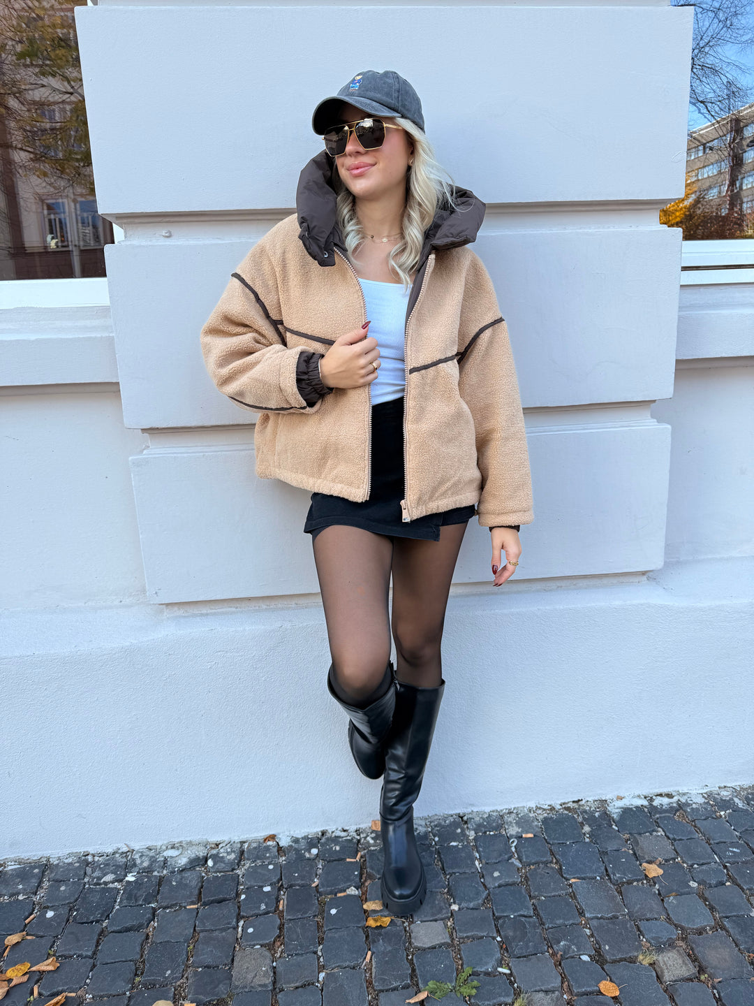 Teddyjacke mit abnehmbarer Kapuze