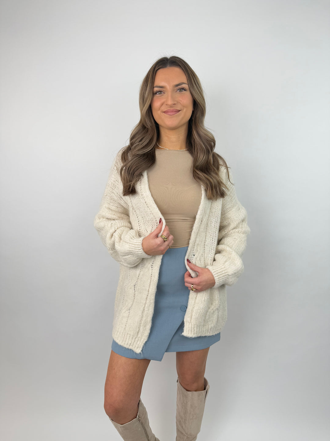 Offene Strickjacke mit Zopfmuster Clara