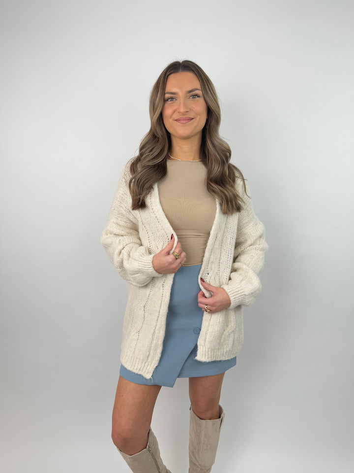 Offene Strickjacke mit Zopfmuster Clara