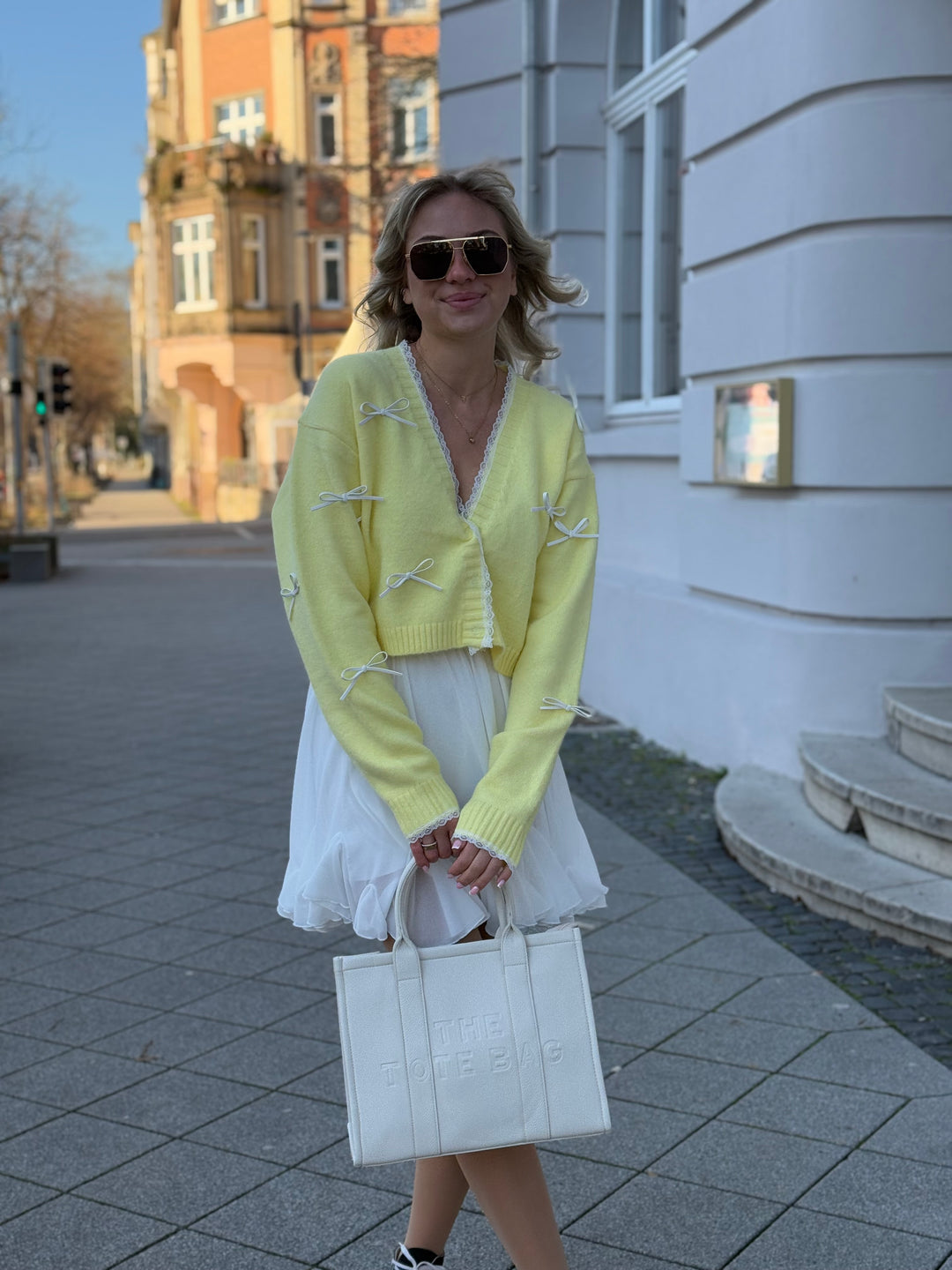 Cardigan White Bows