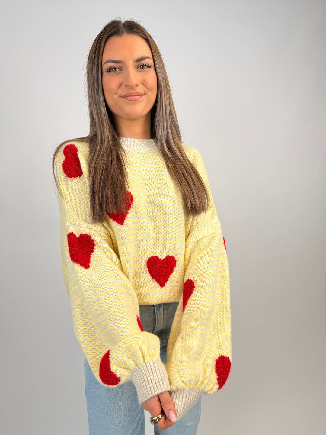 Gestreifter Pullover Red Hearts