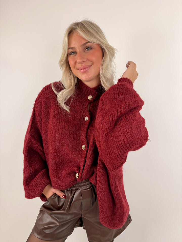 Langer Oversize Cardigan mit goldenen Manschettenknöpfen Claire