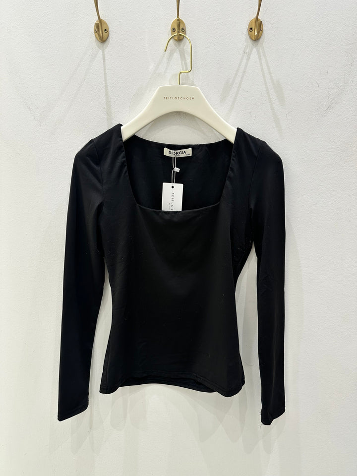 LONGSLEEVE MIT KARREE AUSSCHNITT - SCHWARZ GR.S/M (B-WARE)