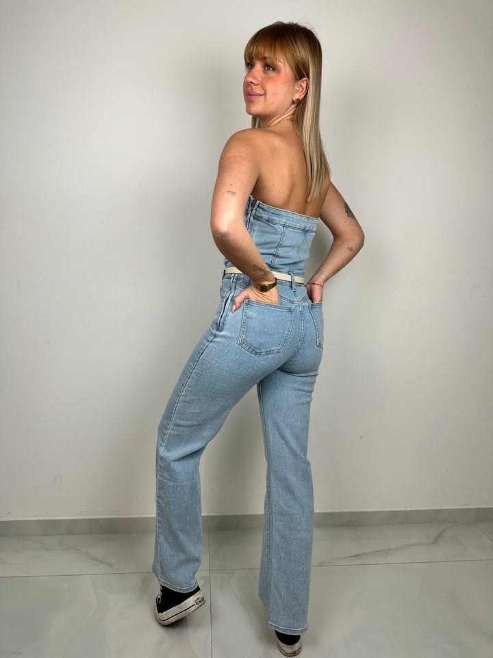 Langer Jeansjumpsuit