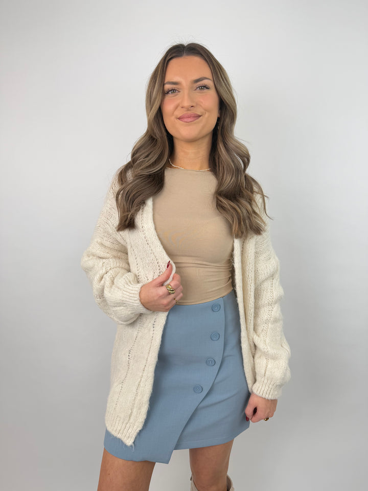 Offene Strickjacke mit Zopfmuster Clara