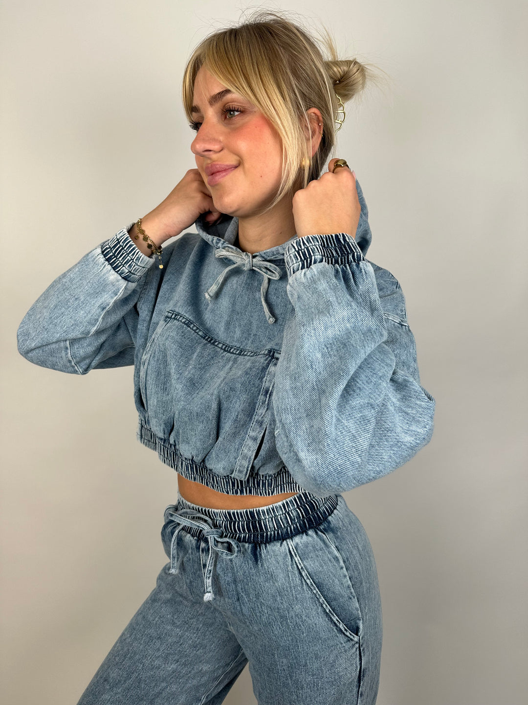 Cropped Denimhoodie Azul