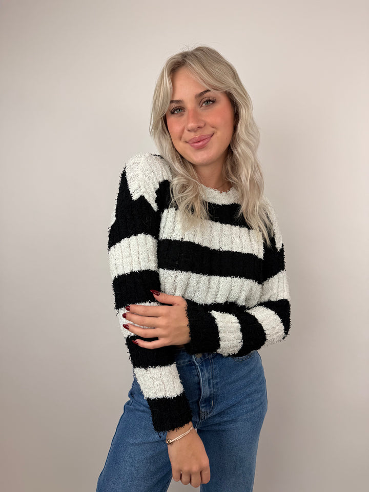 Cropped Strickshirt Bold Stripes