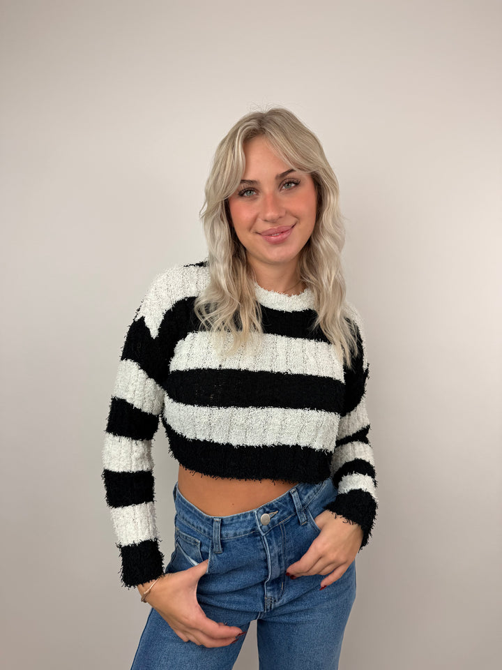 Cropped Strickshirt Bold Stripes