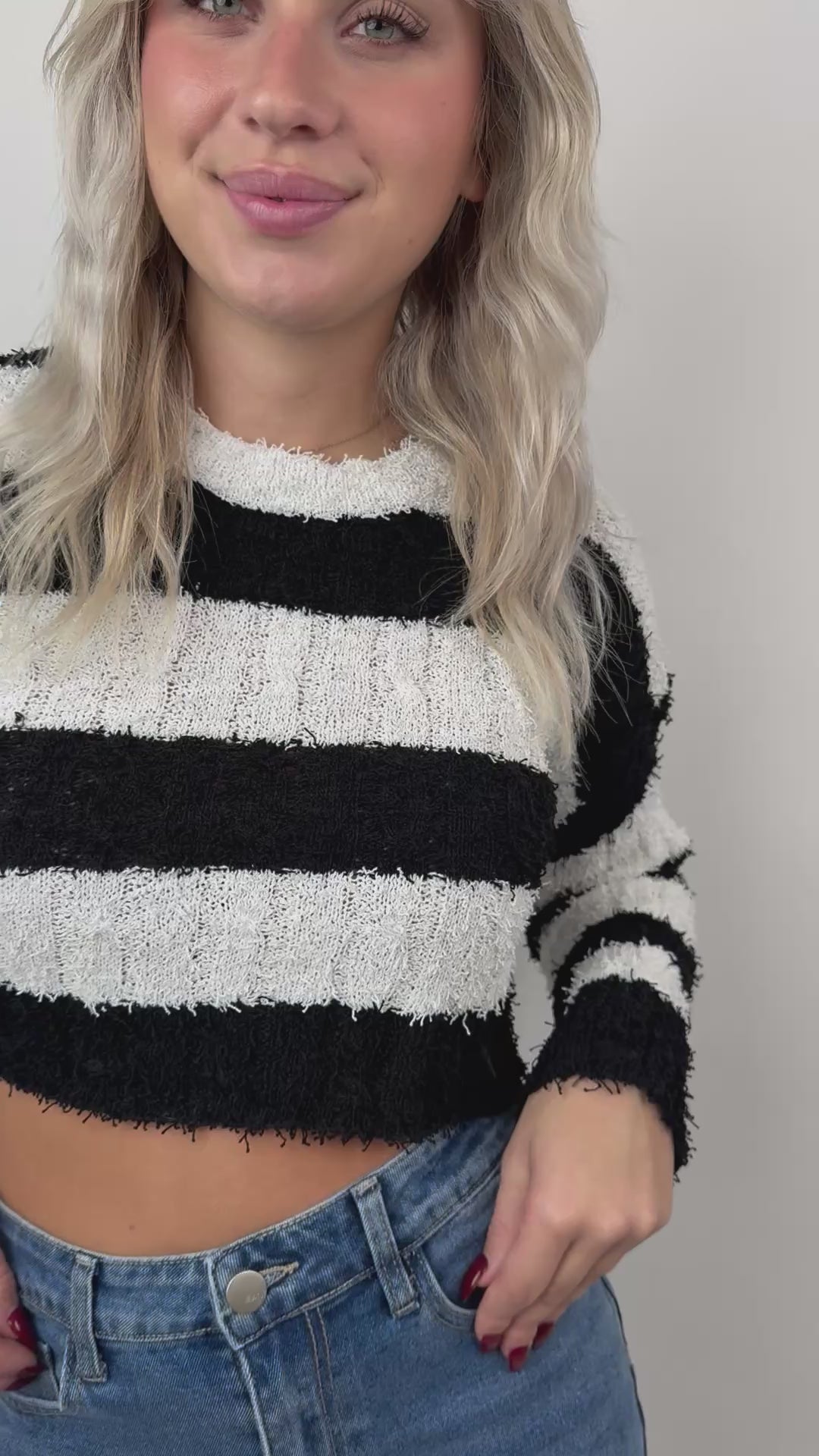 Cropped Strickshirt Bold Stripes